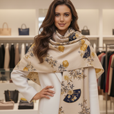 Kaschmirschal 185x65 Damen Asian Style Beige B10