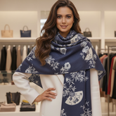 Kaschmirschal 185x65 Damen Asian Style Blau B11