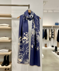 Kaschmirschal 185x65 Damen Asian Style Blau B11