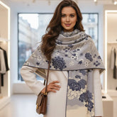 Kaschmirschal 185x65 Damen Asian Style blau B13