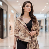 Kaschmirschal 185x65 Damen klassisch Stil beige B17