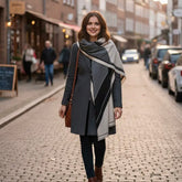 Kaschmirschal 185x65 Damen klassisch schwarz Weiss B2