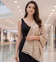 Kaschmirschal 185x65 Damen klassisch Stil beige B20