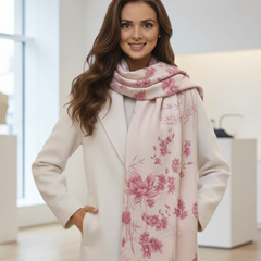 Kaschmirschal 185x65 Damen Asian Stil Rosa B29