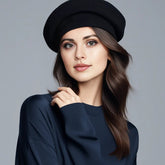 Woman French Barrett Cashmere Hat Black Beige Blue Red Style