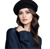 Woman French Barrett Cashmere Hat Black Beige Blue Red Style