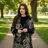 Kaschmirschal 185x65 Damen klassisch schwarz Beige B3