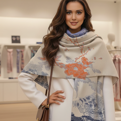 Kaschmirschal 185x65 Damen Beige Asian Stil B31