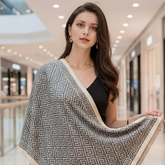 Kaschmirschal 185x65 Damen Grau Klassischer Stil Beige B32