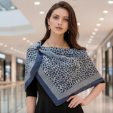 Kaschmirschal 185x65 Damen Blau Leopard Muster B33