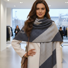 Kaschmirschal 185x65 Damen klassisch Blau B7