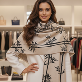 Kaschmirschal 185x65 Damen Asian Style Beige Grau B9