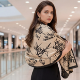 Kaschmirschal 185x65 Damen Asian Style Beige Grau B9