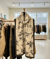 Kaschmirschal 185x65 Damen Asian Style Beige Grau B9