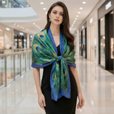 180x90 Seidenschal Grün Blau Pfau klassisch G0