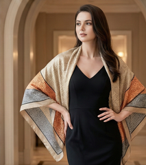 180x90 Seidenschal beige grau klassisch G18