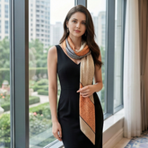 180x90 Seidenschal beige grau klassisch G18