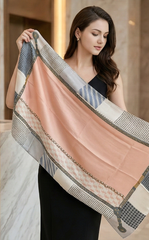 180x60 Seidenschal rosa weiß klassisch G19