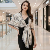 180x90 Seidenschal weiß grau Korean Stil Stola G20