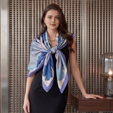 180x90 Seidenschal blau weiß klassischer Stil asiatisch G29