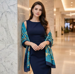 180x90 Seidenschal Blau Van Gogh klassisch G3