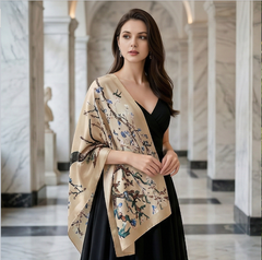 180x90 Seidenschal Beige Van Gogh klassisch G3