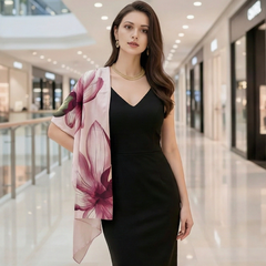 180x90 Seidenschal Rosa Rosen klassisch Asian Stil G30