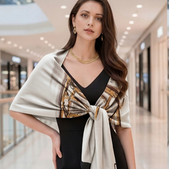 180x90 Halstuch Seide weiß Designer klassisch Asian Stil G35