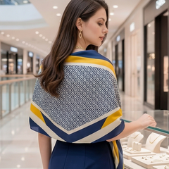 180x90 Halstuch Seide blau bunt klassisch Asian Stil G36