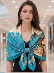 180x90 Halstuch Seide Pfau klassisch Asian Stil G37