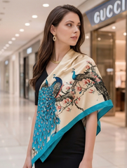 180x90 Halstuch Seide Pfau klassisch Asian Stil G37