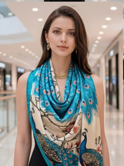 180x90 Halstuch Seide Pfau klassisch Asian Stil G37