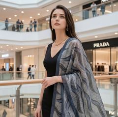 130x130 Seidentuch groß grau klassisch Asian Stil G46