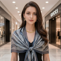 130x130 Seidentuch groß grau klassisch Asian Stil G46