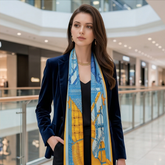 180x45 Seidenschal blau bunt klassisch Asiatischer Stil G49