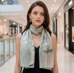 180x90 Seidenschal weiß grau klassisch Asian Stil G50