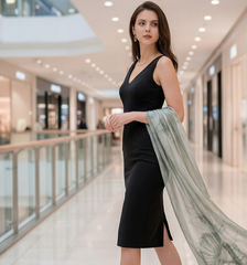 180x90 Seidenschal weiß grau klassisch Asian Stil G50