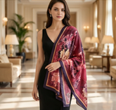 180x90 Seidenschal lila Asian Stil G7