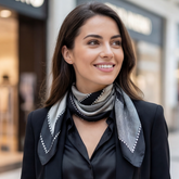 70x70 Seidentuch weiß schwarz klassisch Stil H2