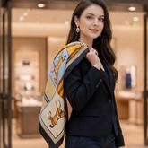 70x70 Seidentuch bunt Pferd Muster klassisch Stil H4