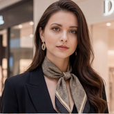 70x70 Seidentuch beige schwarz klassisch Stil H6