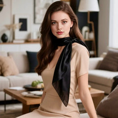 90x90 Seidentuch Uni Farbe Bandana Schwarz Weiß NB