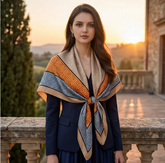 90x90 Seidentuch beige bunt Korean Stil K1