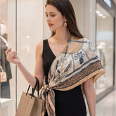 90x90 Seidentuch beige weiß klassisch Stil K10