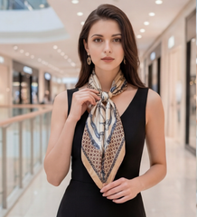 90x90 Seidentuch beige weiß klassisch Stil K10