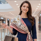 90x90 Seidentuch rosa weiß klassisch Stil K11