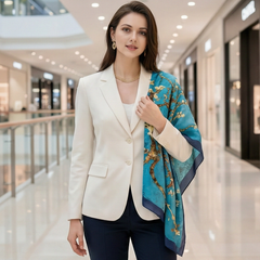 90x90 Seidentuch blau Van Gogh bunt Stil K4