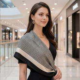 70x70 Bandana Seidentuch beige schwarz klassisch Stil K35