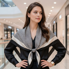 70x70 Bandana Seidentuch beige schwarz klassisch Stil K35