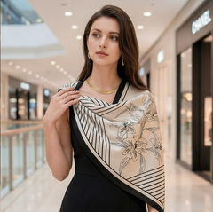 70x70 Bandana Seidentuch weiß schwarz klassisch Stil K44